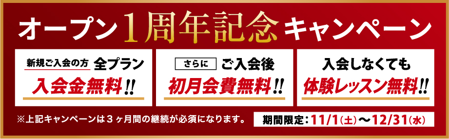 オープン記念キャンペーン開催中!!