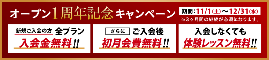オープン記念キャンペーン開催中!!